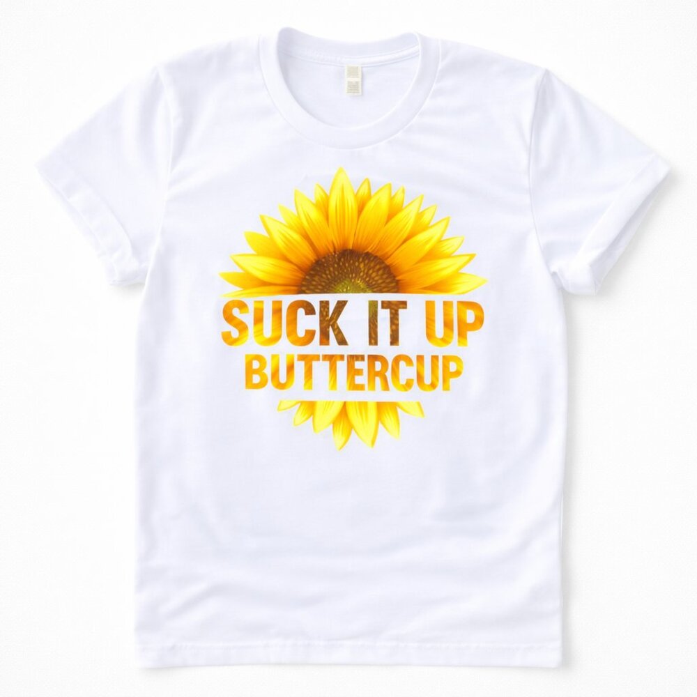 Suck It Up Buttercup Graphic T Shirt Trendy Western Style Tee Women Gifts White
